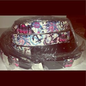 Graphic artwork studded leather belt